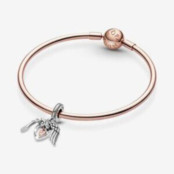 Pandora Club 2021 Angel Wings & Heart Dangle Charm - Picture 5 of 5